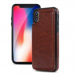 Wholesale iPhone XS Max Flip Book Leather Style Credit Card Case (Brown)